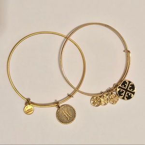 Alex and Ani Initial “H” bracelet and gold bangle